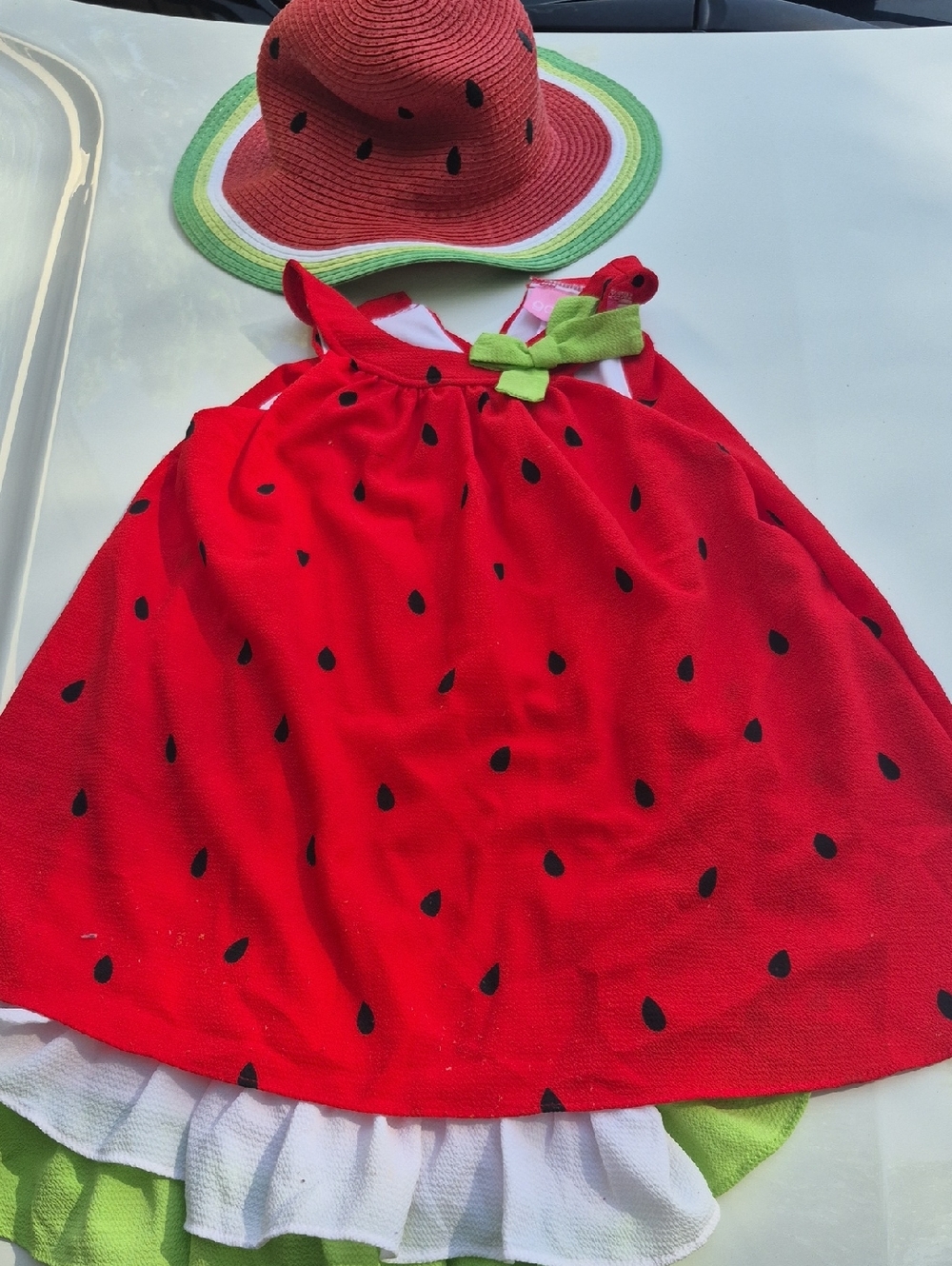 Good Lad Red Black Green Watermelon Dress with Matching Hat